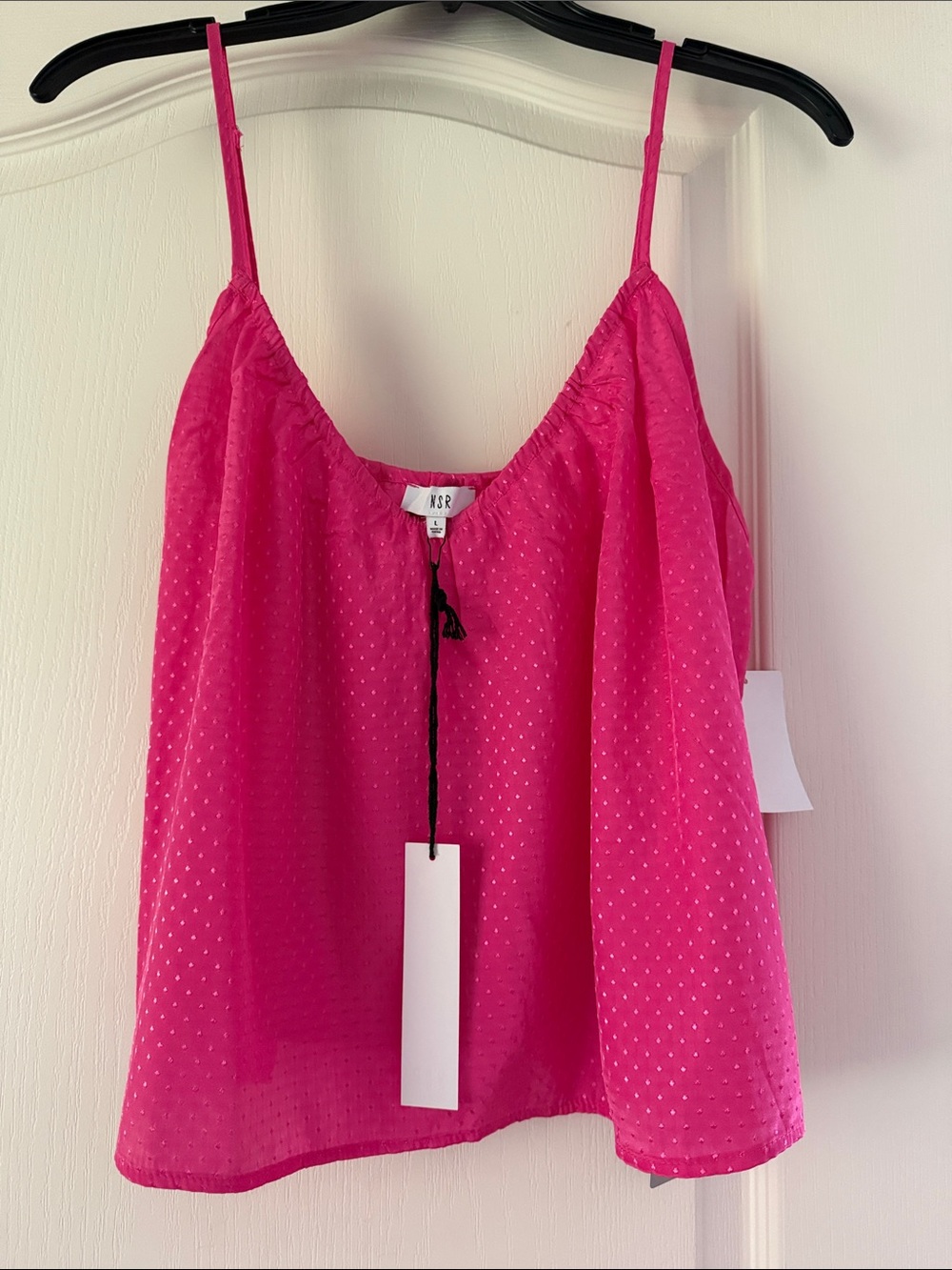 NSR Hot Pink Swiss Dot Camisole with Adjustable Straps